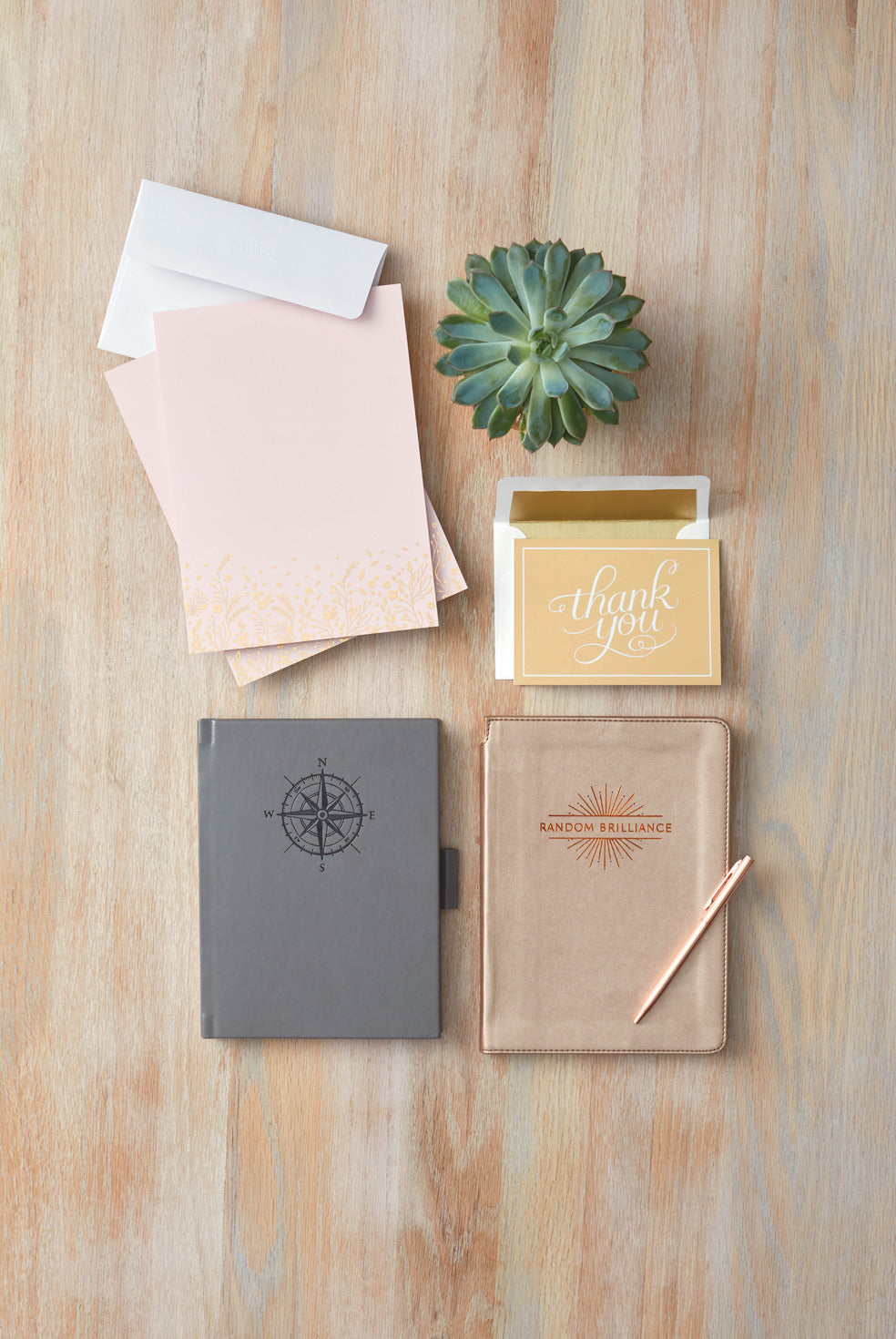 Grey Etched Compass Faux Leather Notebook