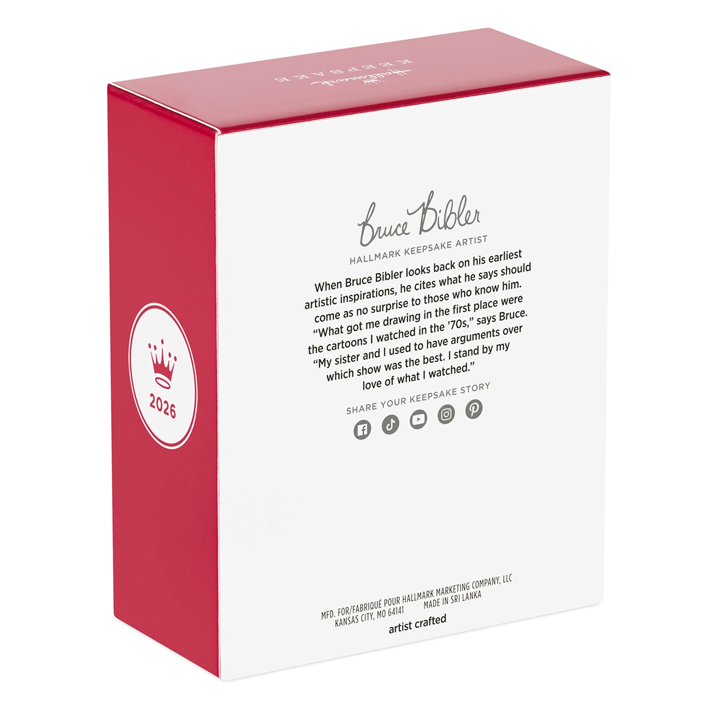 Relaxing at the beach — 2026 Hallmark Keepsake Christmas ornament packaging with artist information and red design.