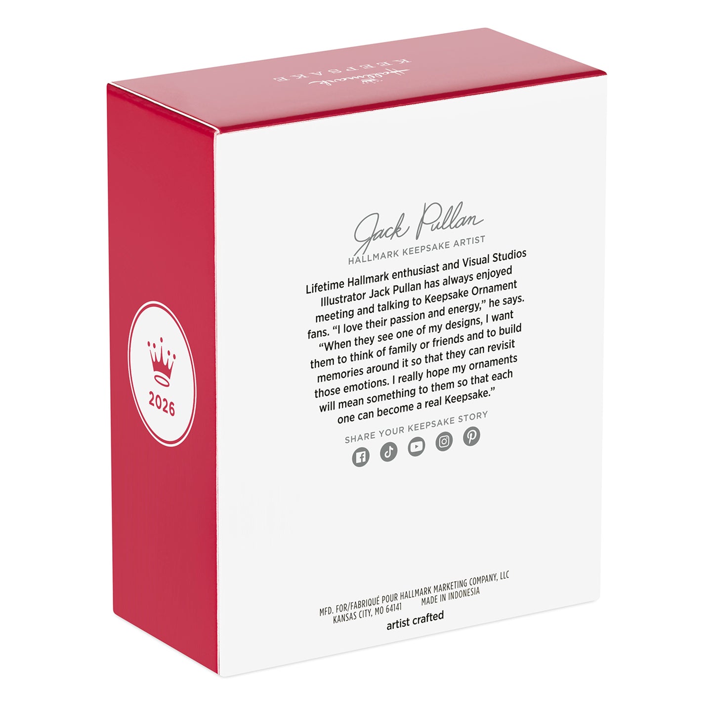 Dad and Me Snow Globe 2026 Photo Frame — 2026 Hallmark Keepsake Christmas Ornament packaging view, featuring red box and artist details