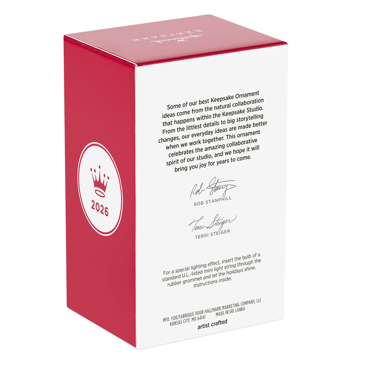 The Light of the World — 2026 Hallmark Keepsake Christmas Ornament packaging box featuring instructions and artist signatures.