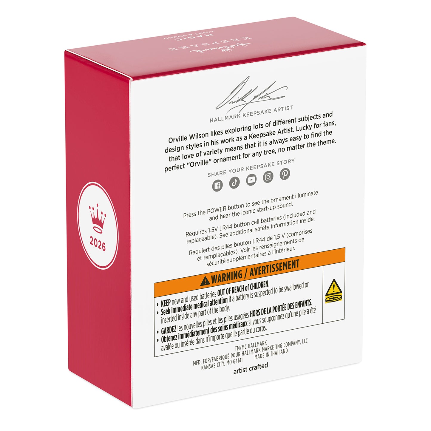 PlayStation™ Console With Light and Sound — 2026 Hallmark Keepsake Christmas Ornament packaging with instructional details and artist signature.