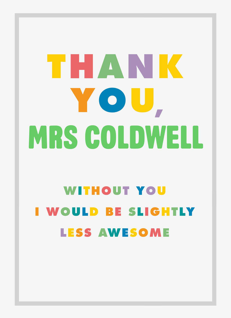 Thank You Teacher Editable Multicoloured Text