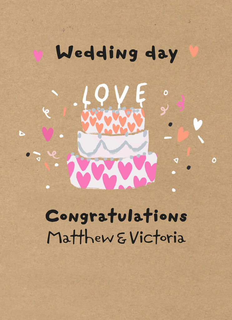 Contemporary Wedding Congrats Editable Love Cake