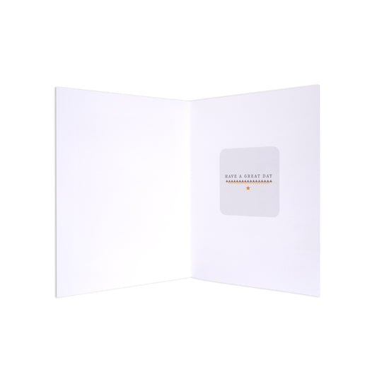 Male Opn 090, blank greeting card design, minimalist style, featuring an uplifting message on the inner side.