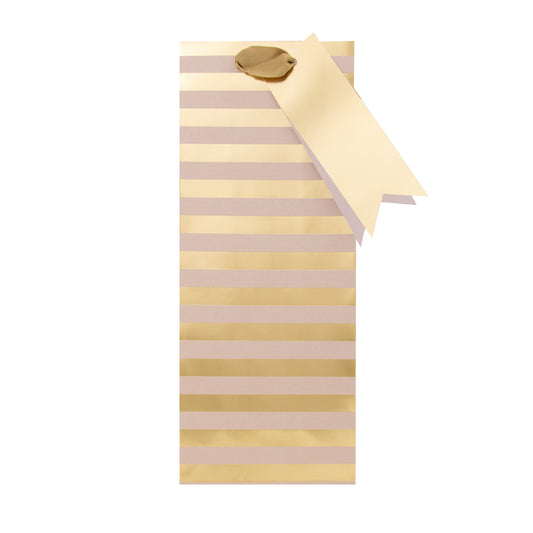 Hallmark Bottle Bag - Kraft & Gold Stripes