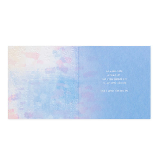 Hallmark Mother's Day Card - open view featuring embossed pastel colours and heartfelt message inside for mum.
