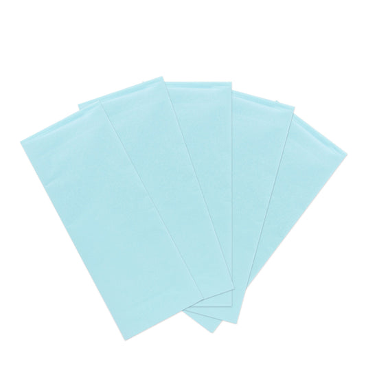 Hallmark 5 pack multi-occasion tissue paper sheet - baby blue in a flat lay arrangement, highlighting five premium sheets of lightweight tissue.