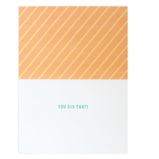 Hallmark Signature Celebration Card - Hooray! inside view with colourful striped design and message 'YOU DID THAT!'