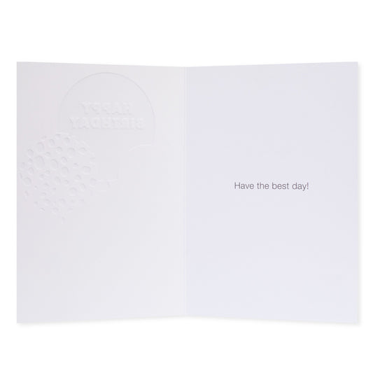 Halcyon by Hallmark Birthday Card – Balloons, interior design with embossed 'Happy Birthday' text and message reading 'Have the best day!'