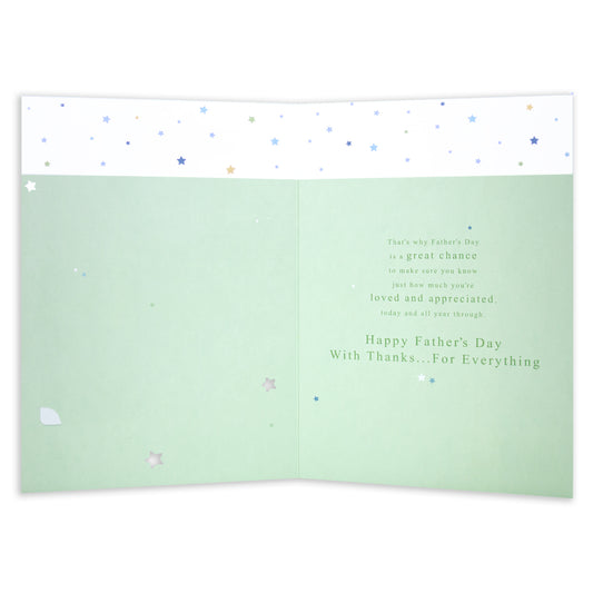 Hallmark Father's Day Card - Country Landscape (With Detachable Bookmark) open view displaying heartfelt message and star details.