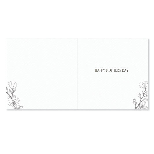 Hallmark Mother's Day Card - M for Mum inside view featuring the message 'Happy Mother's Day' with floral line art accents.