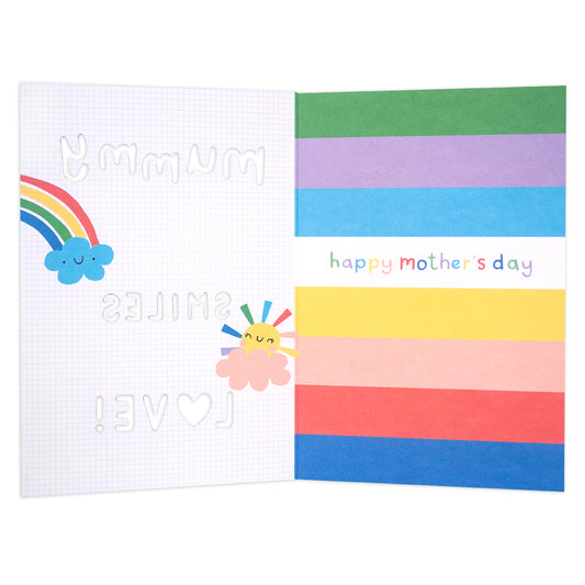 Hallmark Mother's Day Card - Sunshine Smiles featuring colourful illustrations and cheerful messages on the inside.
