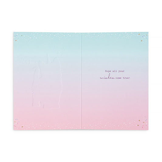 Hallmark Mother's Day Card - Have a magical Mother's Day, embossed inside message, pastel gradient design, flat lay view