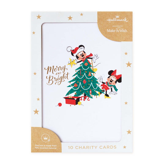 Hallmark x Disney 10 Pack Boxed Charity Christmas Cards - Mickey Mouse & Minnie Mouse