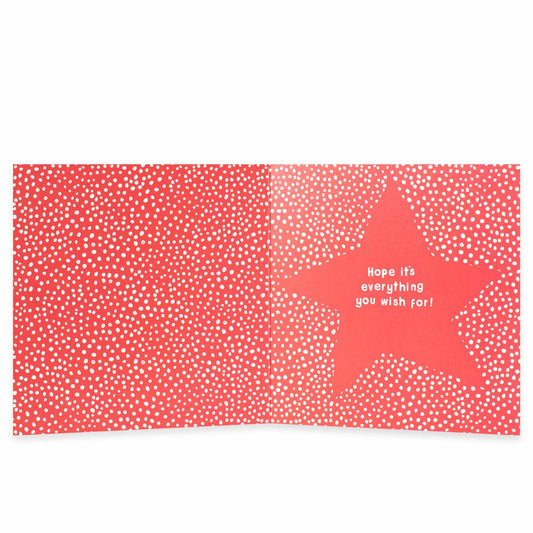 Hallmark Christmas card for Mum & Dad - Everything You Wish, featuring red interior with white polka dots and a star.