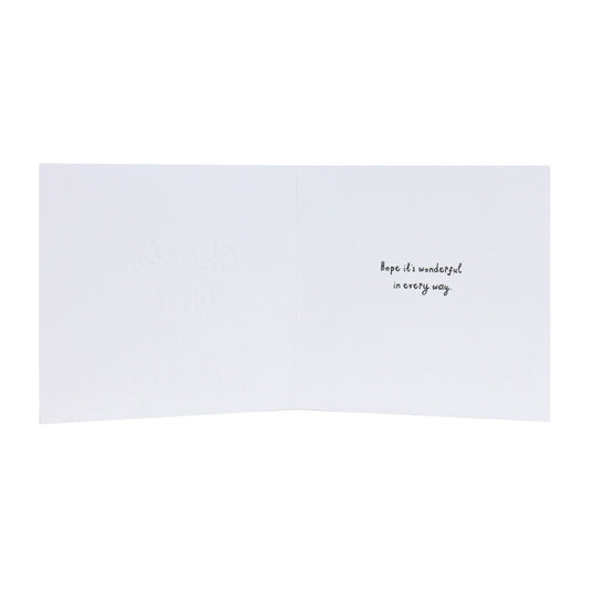 Hallmark Christmas card for both - Wonderful Wishes, inside view featuring handwritten message, flat lay, minimal design.