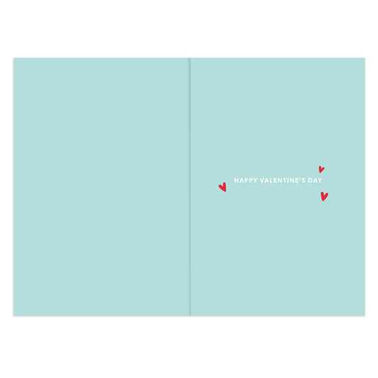 Hallmark Valentine's Day Card - Perfect Partner, inside view featuring light blue background and red love hearts with 'HAPPY VALENTINE'S DAY' message.