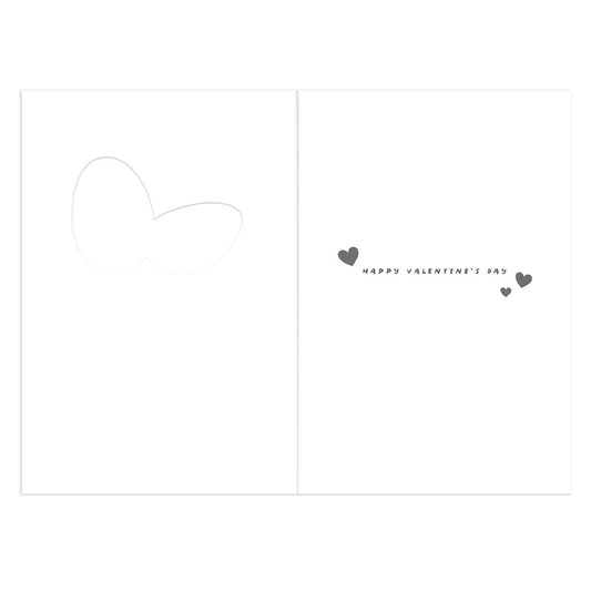 Hallmark Valentine's Day Card - Guac My World, interior view featuring white space and black text 'Happy Valentine's Day' with hearts.