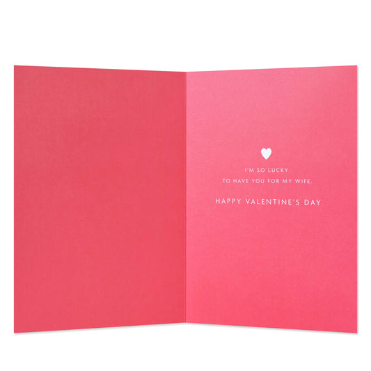 Hallmark Valentine's Day Card For Wife - To My Wife, open view showing red interior, message about love and appreciation.