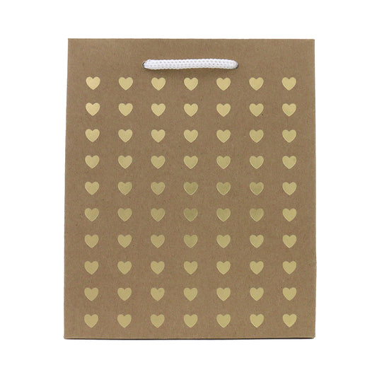 Hallmark Small Gift Bag - Kraft & Gold Hearts