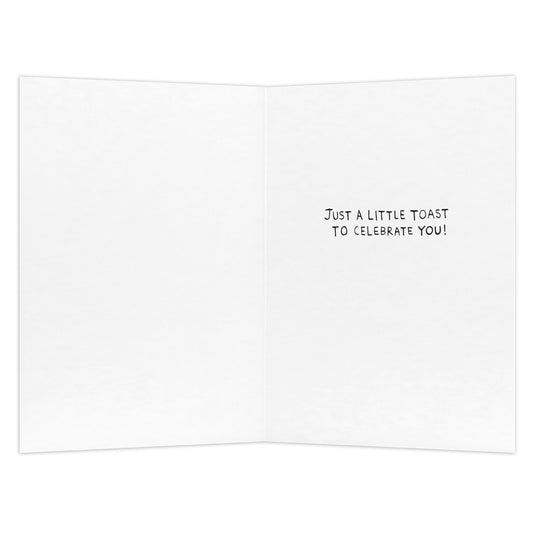 Hallmark Shoebox Greeting Card - Little Toast, inside view featuring handwritten message celebrating achievements.
