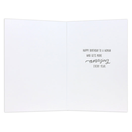 Connections from Hallmark Birthday Card - Forever Fabulous, inside view featuring birthday message in elegant script on white background.
