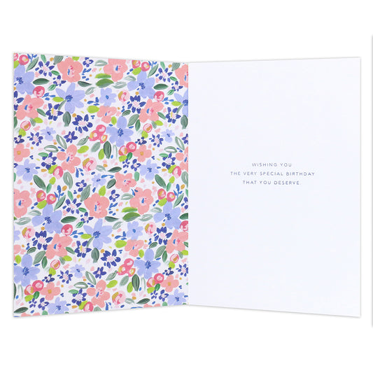 Connections from Hallmark Birthday Card For Wife - Very Special, inside view, colourful floral design, heartfelt message.