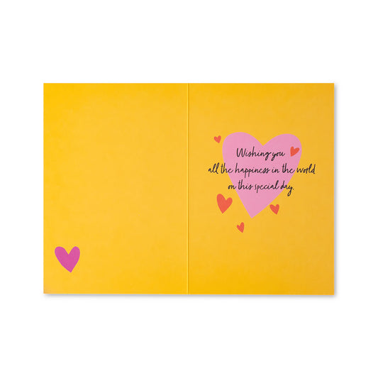 Hallmark Mother's Day Card - Nan Pink Heart, inside view featuring pink heart design and heartfelt message on vibrant yellow background.