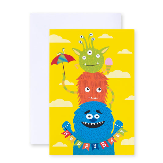Hallmark Multipack of 12 Kids Birthday Cards - 2 designs, Fun Colourful Monsters!