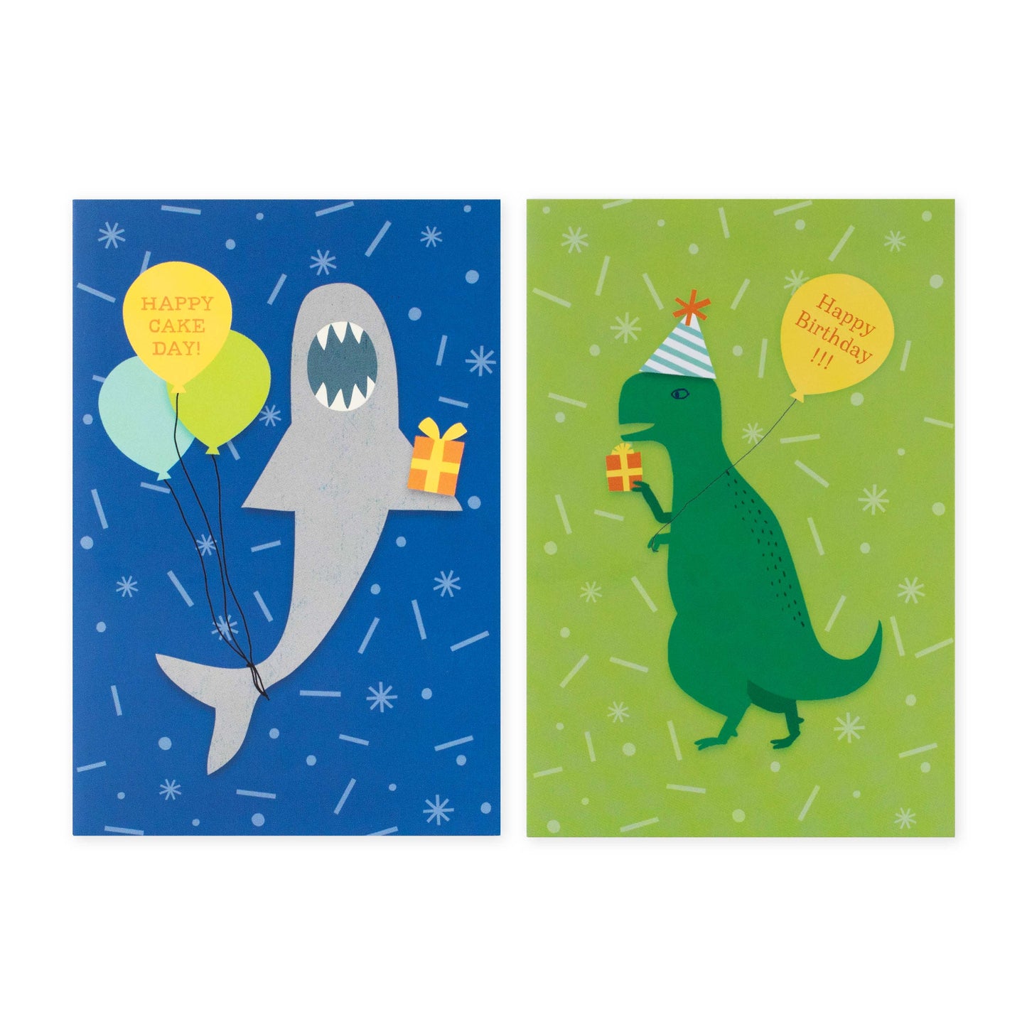 Hallmark Multipack of 12 Kids Birthday Cards - 2 designs, Birthday Shark and Birthday Dinosaur