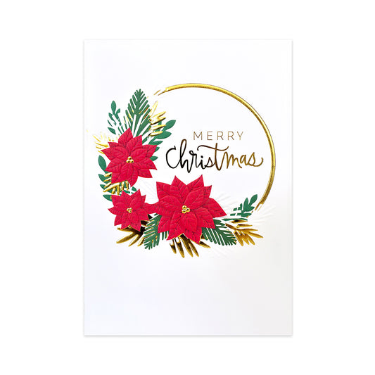 Hallmark Signature Boxed Christmas Cards 8 Pack - Poinsettia Wreath