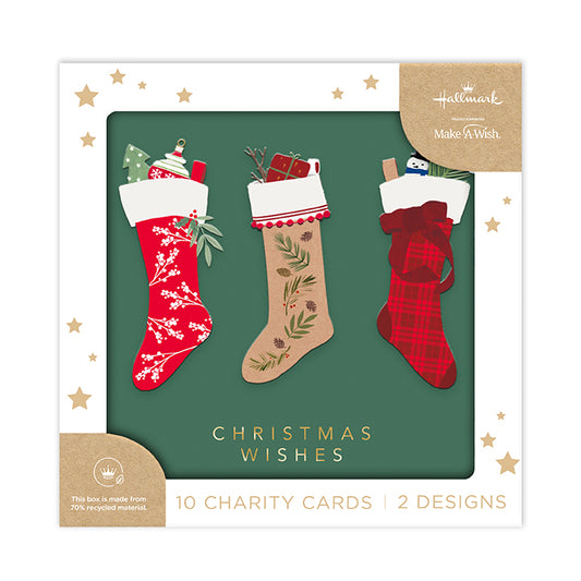 Hallmark Boxed Christmas Cards 10 Pack - Stockings & Baubles