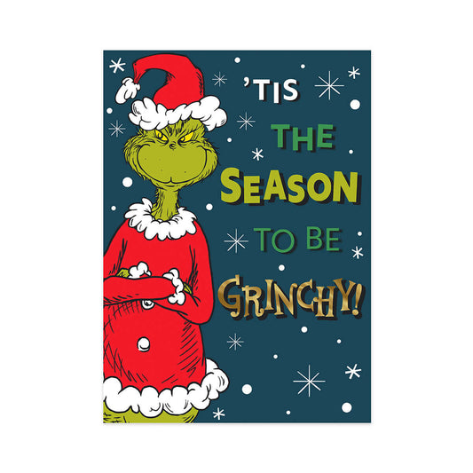 Hallmark Boxed Christmas Cards 10 Pack - The Grinch with whimsical illustration of The Grinch in festive attire and bold text.