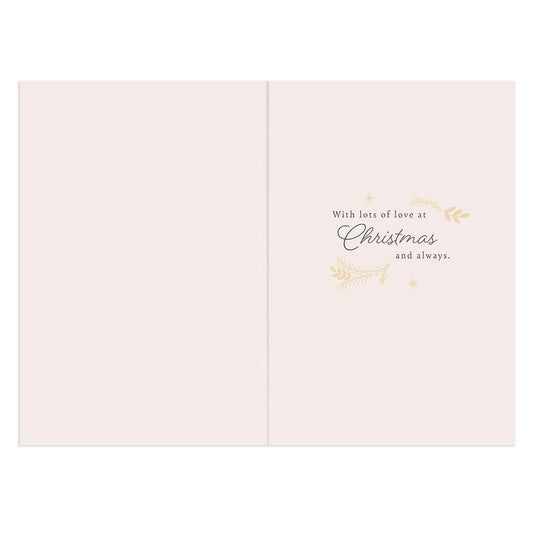 Hallmark Christmas Card - Lovely Grandma interior design featuring a heartfelt message and gold accents on a pale background.