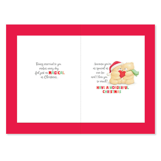 Hallmark Forever Friends Christmas Card For Husband - Special As Can Be, open view showing festive illustration and heartfelt message.