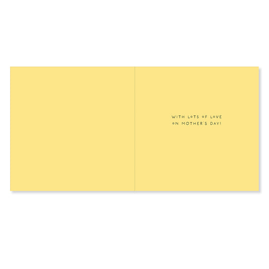 Hallmark Mother's Day Card - The Best Mummy, inside view, yellow background, message printed in decorative font