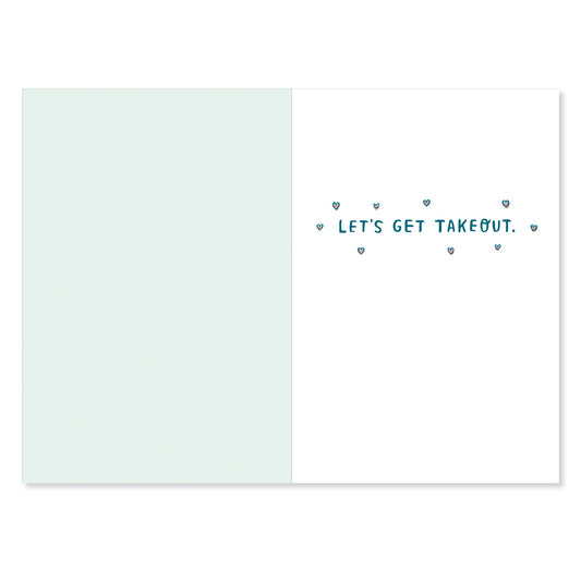 Hallmark Shoebox Mother's Day Card - Three Little Words, inside design with blue text and heart illustrations, flat lay view
