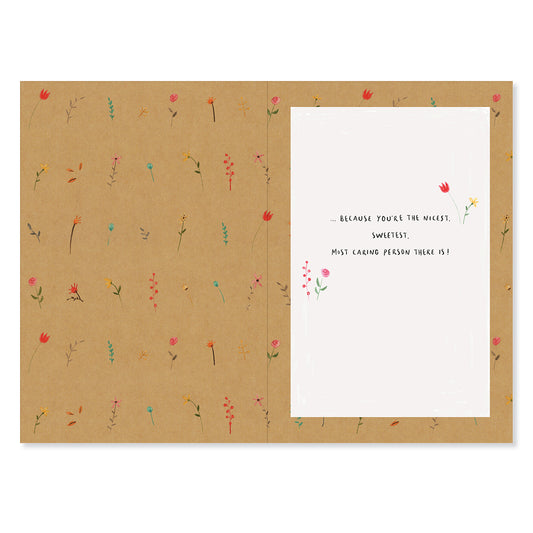 Hallmark Mother's Day Card For One I Love - The Nicest, open view showing floral pattern and heartfelt message, Australian design.