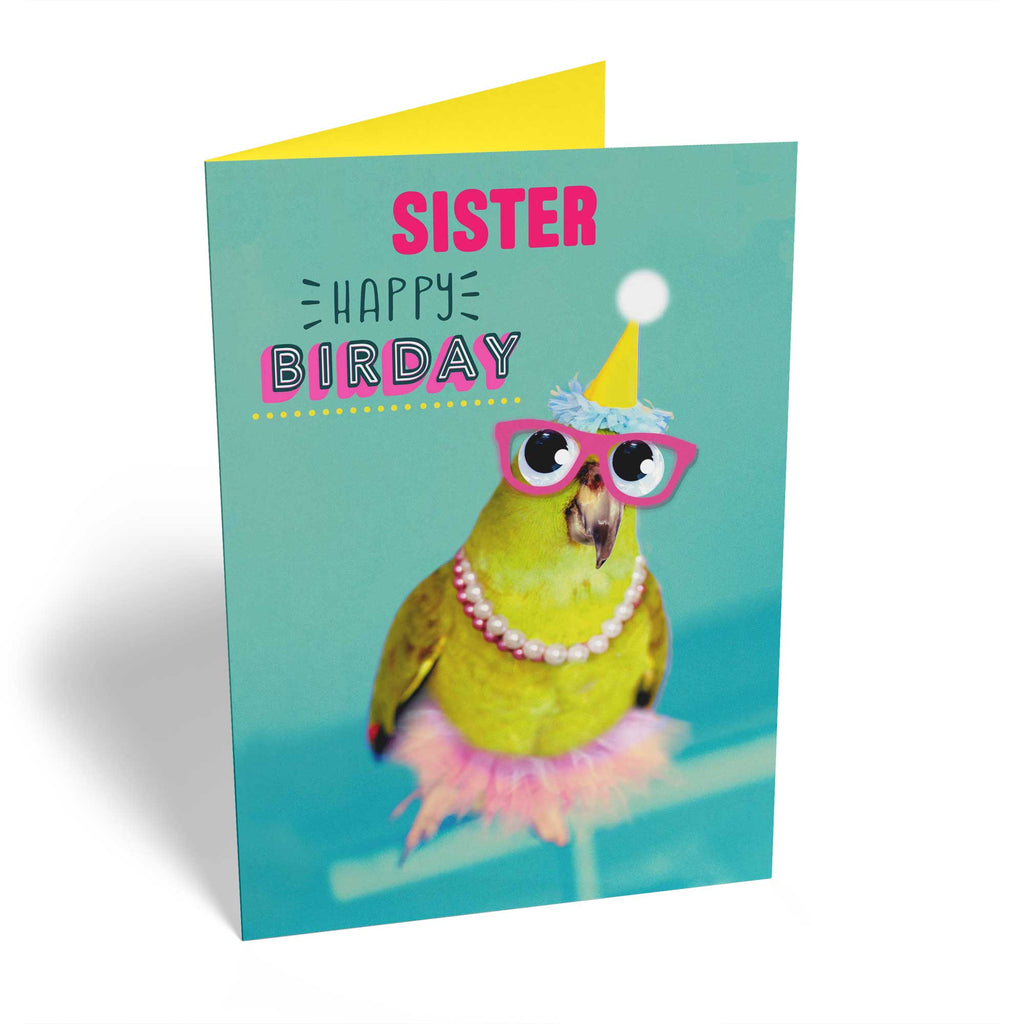 Sister Funny Birthday Bird Glasses Googly Eyes