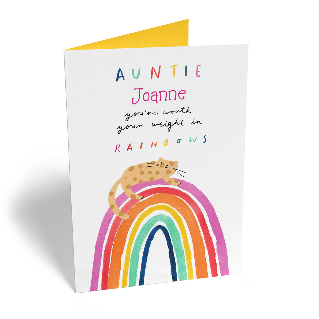 Contemporary Auntie Editable Rainbow And Cat