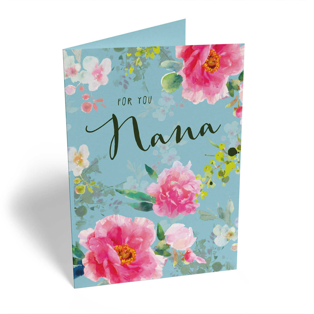 Traditional Nana Birthday Floral Pink Blue