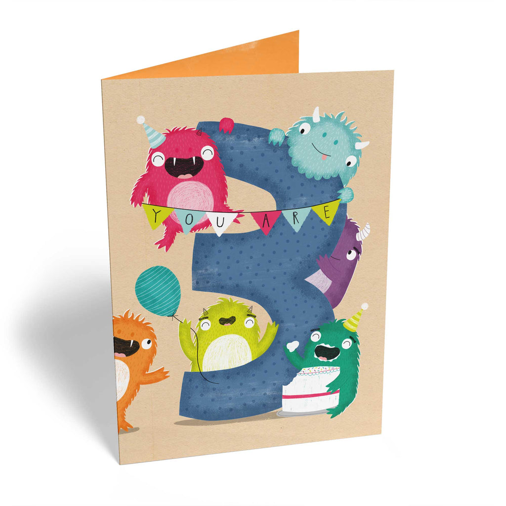 Cute Monsters And Number 3rd Birthday