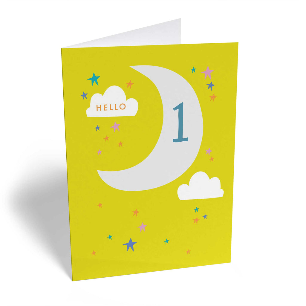 Crescent Moon Clouds Stars Number 1st Birthday