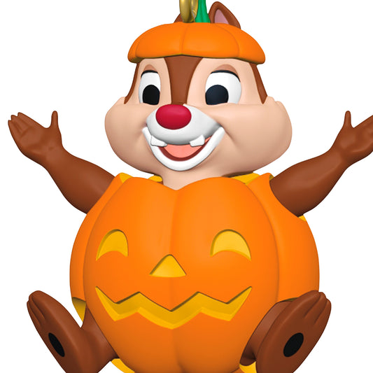 Hallmark Keepsake Halloween Ornaments (Disney Chip 'N Dale Double Trouble), Set of 2 featuring Chip as a playful jack-o'-lantern