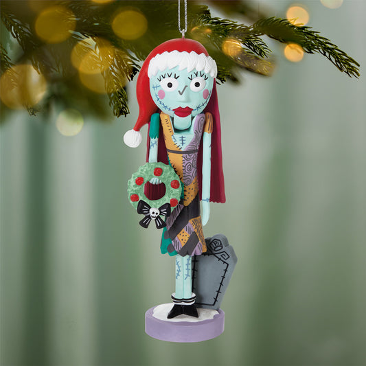 Disney Tim Burton's The Nightmare Before Christmas Festive Sally Nutcracker — 2026 Hallmark Keepsake Christmas Ornament, colourful figure holding wreath, angled view
