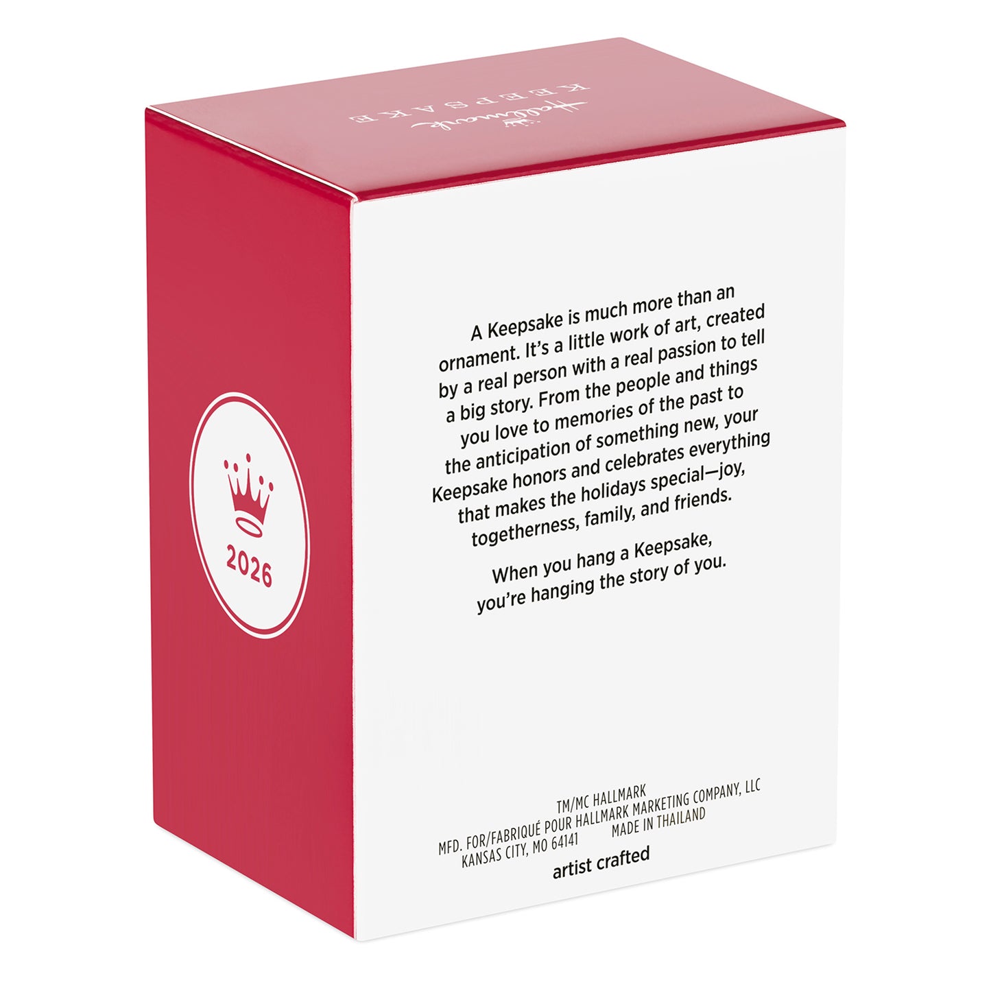 Disney Beauty and the Beast 35th Anniversary Belle With the Enchanted Mirror — 2026 Hallmark Keepsake Christmas Ornament packaging detail, angled view.