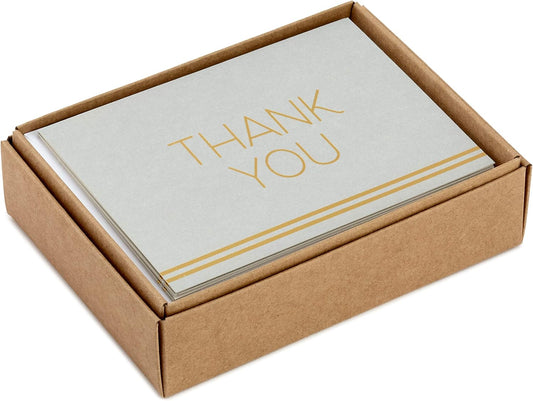 Hallmark Thank You and Blank Cards Assortment, Geometric Gold (24 Cards with Envelopes for Baby Showers, Wedding, Bridal Showers, All Occasion)