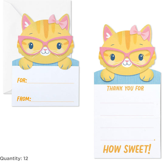 Hallmark Kids Fill in The Blank Thank You Cards Assortment, Dogs and Cats (24 Thank You Notes and 40 Stickers)