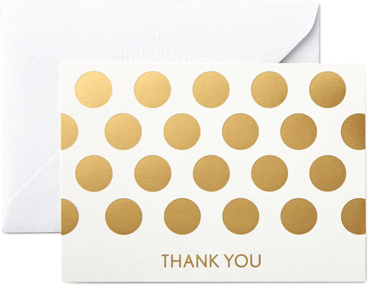 Hallmark Thank You Cards Assortment, Preppy Gold Foil Stripe Dot (50 Thank You Notes with Envelopes for Wedding, Bridal Shower, Baby Shower, Business, Graduation