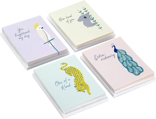 Hallmark Thank You Cards Assortment, Exotic Animals (48 Cards with Envelopes for Baby Showers, Bridal Showers, Weddings, All Occasion) Koala, Peacock